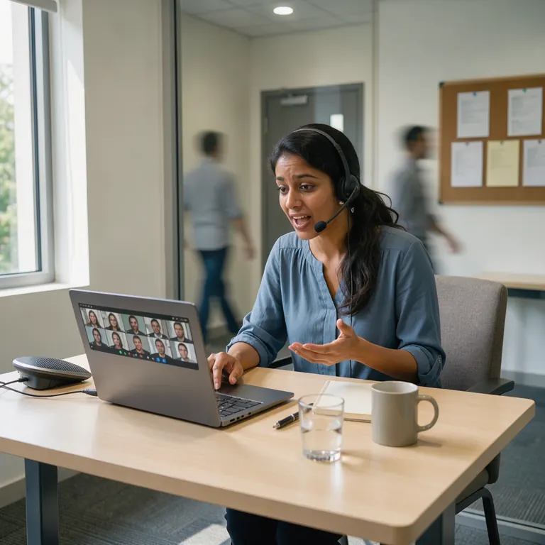 a customer success manager preparing renewal notes beside a list of feedback themes in a small meeting room