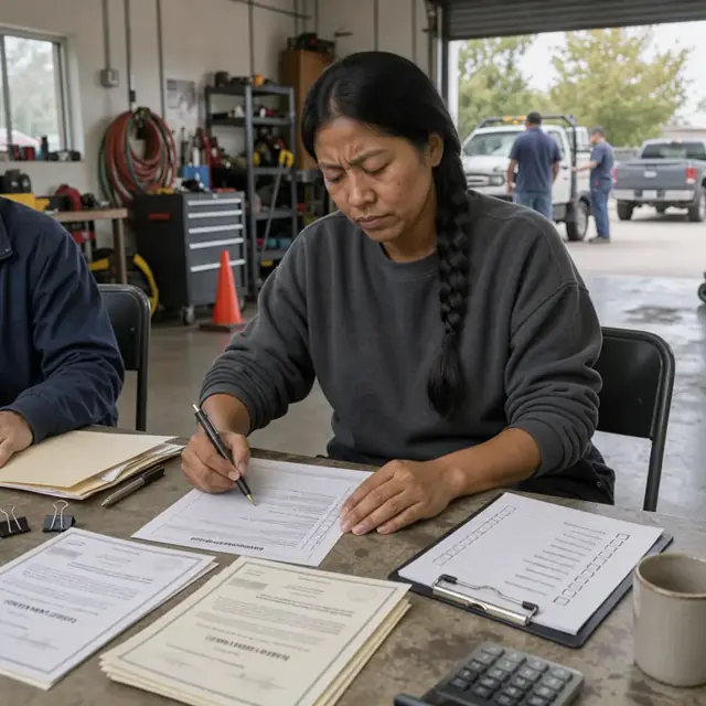 a desk with license renewal forms, continuing education certificates and a checklist clipboard