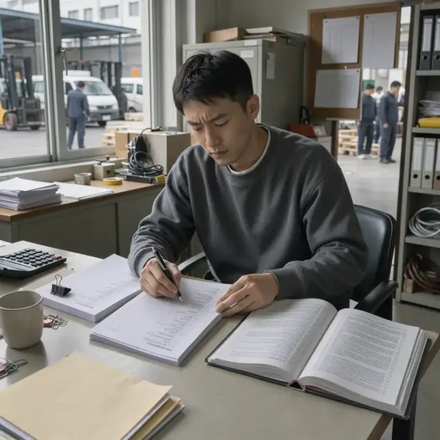 a person at a desk reviewing membership application forms next to a printed collective bargaining agreement